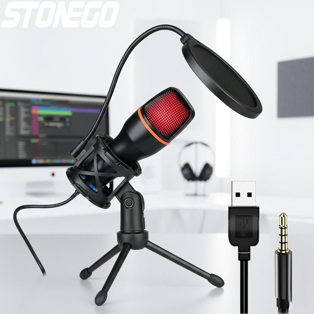 Pc Gaming Youtuber - ชุดไมโครโฟนคอนเดนเซอร์ USB ระดับมืออาชีพพร้อมขาตั้งไฟ RGB สำหรับเล่นเกม สตรีมมิ่ง