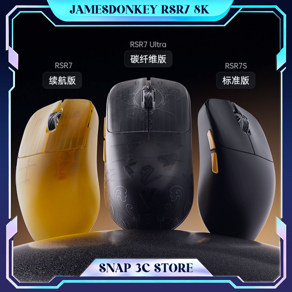 Pc Gaming Cs2 - เจมส์ดองกี้ RSR7 8K เมาส์ไร้สายคาร์บอนไฟเบอร์น้ำหนักเบา PAW3950/PAW3955 ไตรโหมดอีสปอร์ตเกมมิ่งเม้าส์ตามหลักสรีรศาสตร์สำหรับ