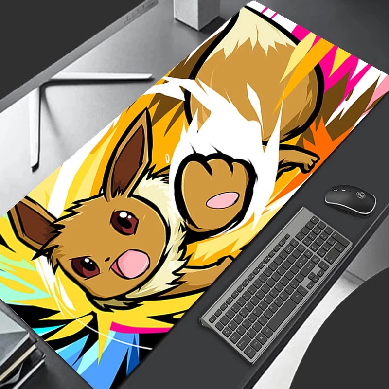 Pc Gaming Notebook - P-Pokemon Eevee Anime Gaming Mouse Pad,แผ่นรองเม้าส์แบบขยายได้,แผ่นรองคีย์บอร์ดสำหรับแล็ปท็อปพีซี