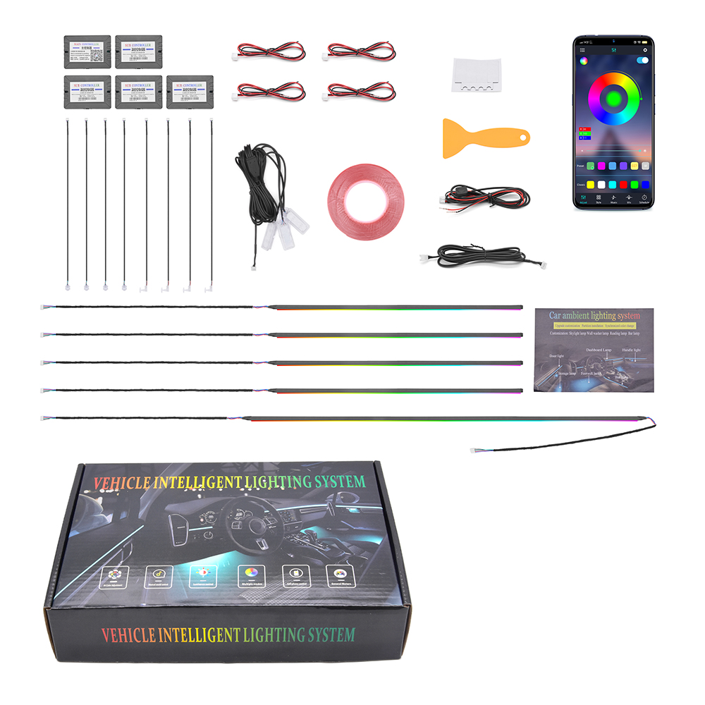 Rgb Light Strip - ชุดไฟตกแต่งภายในรถยนต์ขายดี 18 in 1 ไฟ LED