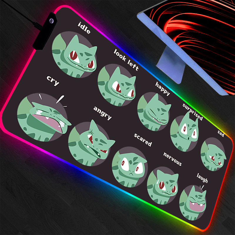Rgb Mousepad - แผ่นรองเมาส์ LED ลายโปเกมอน พิคาชู ขนาดใหญ่พิเศษ XXL