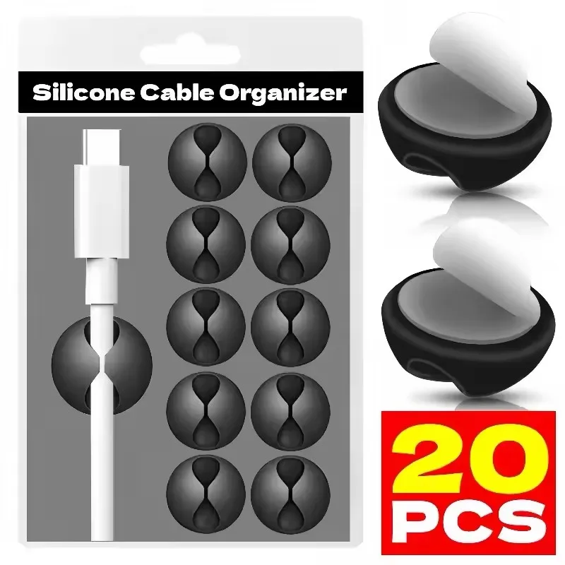 Cable Management Sleeve - คลิปหนีบสายเคเบิล ที่ยึดสายโทรศัพท์ สาย USB ที่เก็บสายซิลิโคน ตัวจัดระเบียบสายแบบติดด้วยตัวเอง