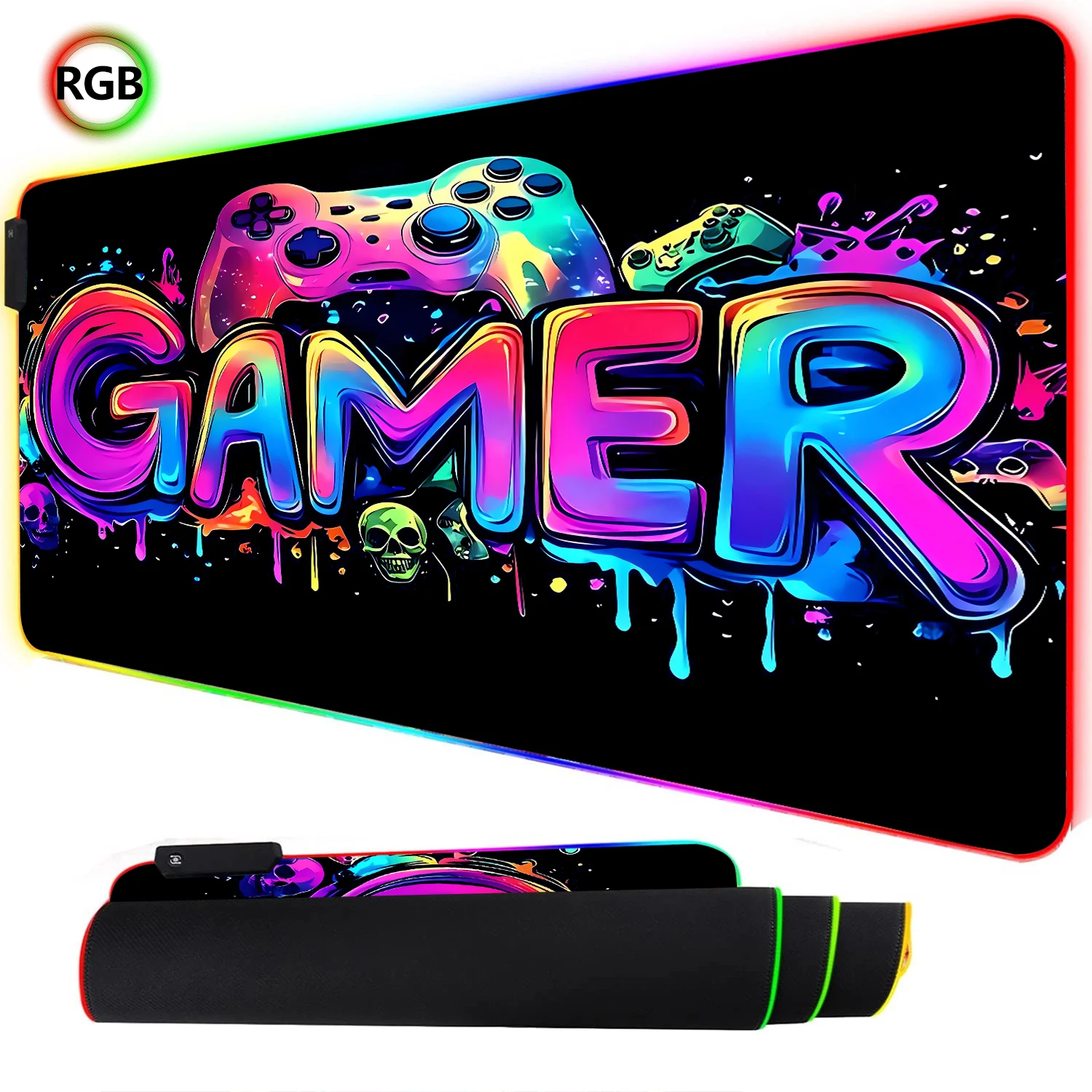 Rgb Mousepad - RGB Neon Gaming Controller Art Mouse
