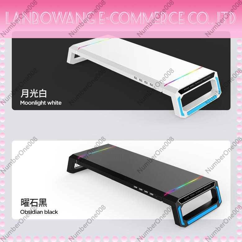 Rgb Mousepad - แผ่นรองเมาส์เกมมิ่ง RGB พร้อมขาตั้งจอคอมพิวเตอร์, ที่จัดระเบียบโต๊ะคอมพิวเตอร์พร้อมลิ้นชักสำหรับคีย์บอร์ดสำนักงาน
