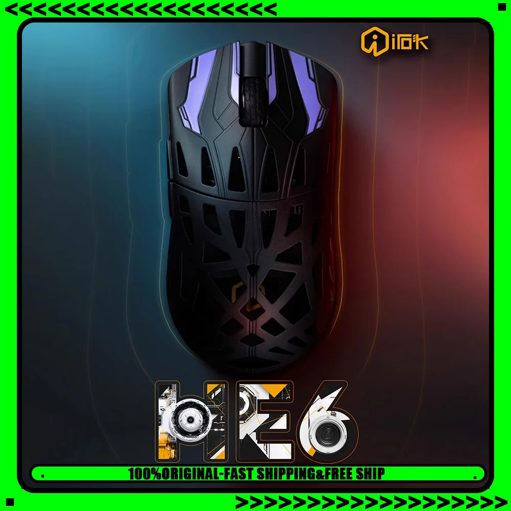 Pc Gaming Cs2 - IROK HE6 อัลตร้าเมาส์ ไตรโหมดเมาส์ Paw3950 ไร้สาย