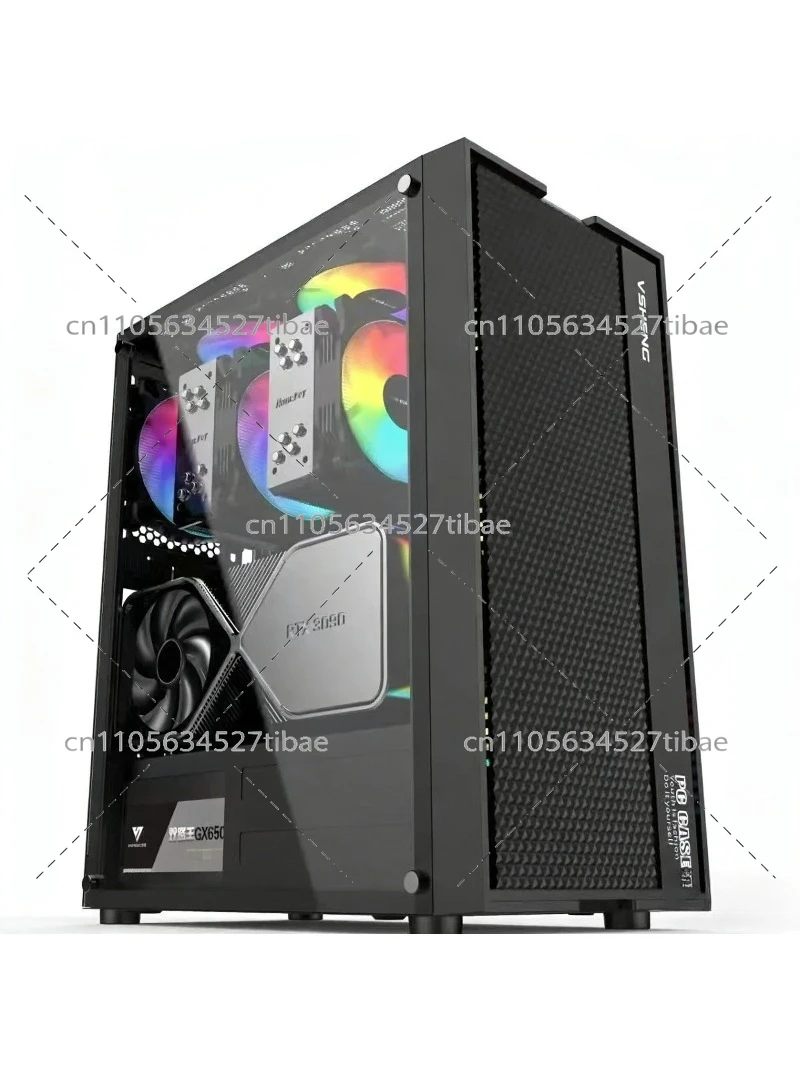 Pc Gaming Case - เคสคอมพิวเตอร์สีดำ E-ATX พร้อมแผงด้านข้างกระจก รองรับเมนบอร์ด X79 X99