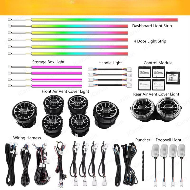 ไฟตกแต่งภายในรถยนต์ W217 W222  - Rgb Light Strip บทวิจารณ์และราคา