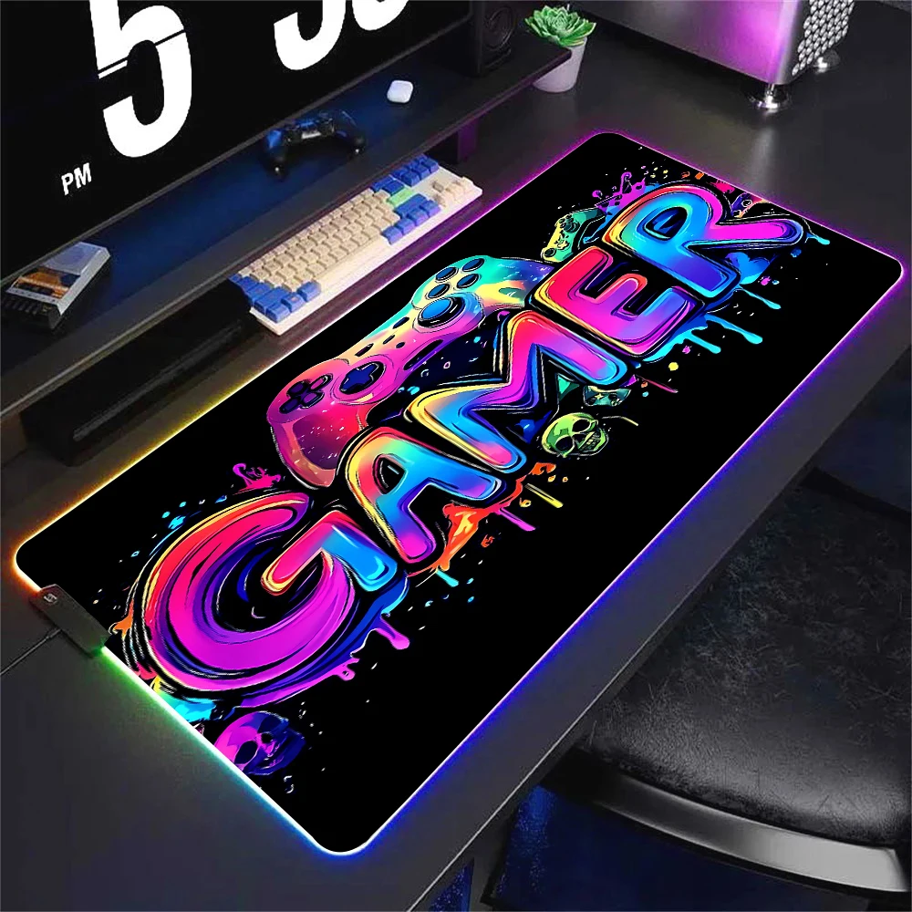 RGB Neon Gaming Controller Art - Rgb Mousepad บทวิจารณ์และราคา