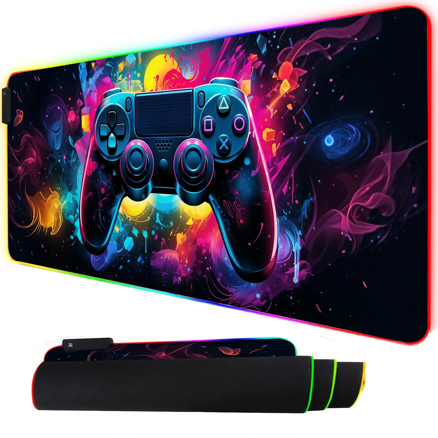 RGB Neon Gaming Controller Art - Rgb Mousepad บทวิจารณ์และราคา