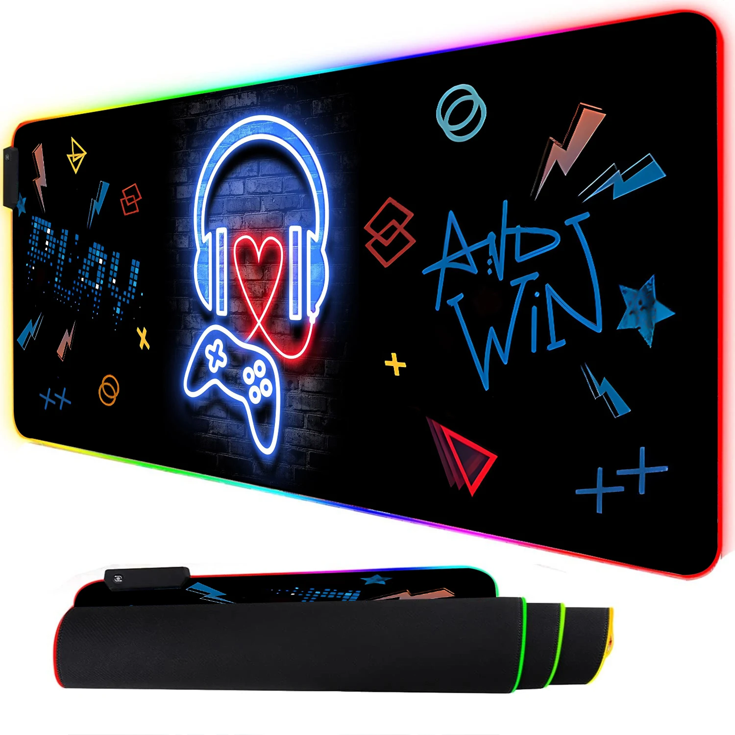 RGB Neon Gaming Controller Art - Rgb Mousepad บทวิจารณ์และราคา