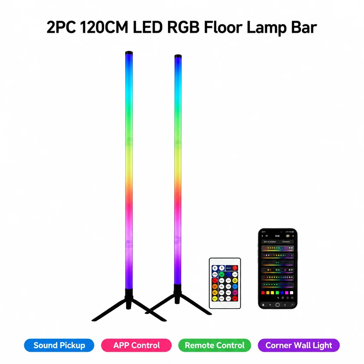 โคมไฟตั้งพื้น RGB ขนาด 120 ซม. - Rgb Light Strip บทวิจารณ์และราคา