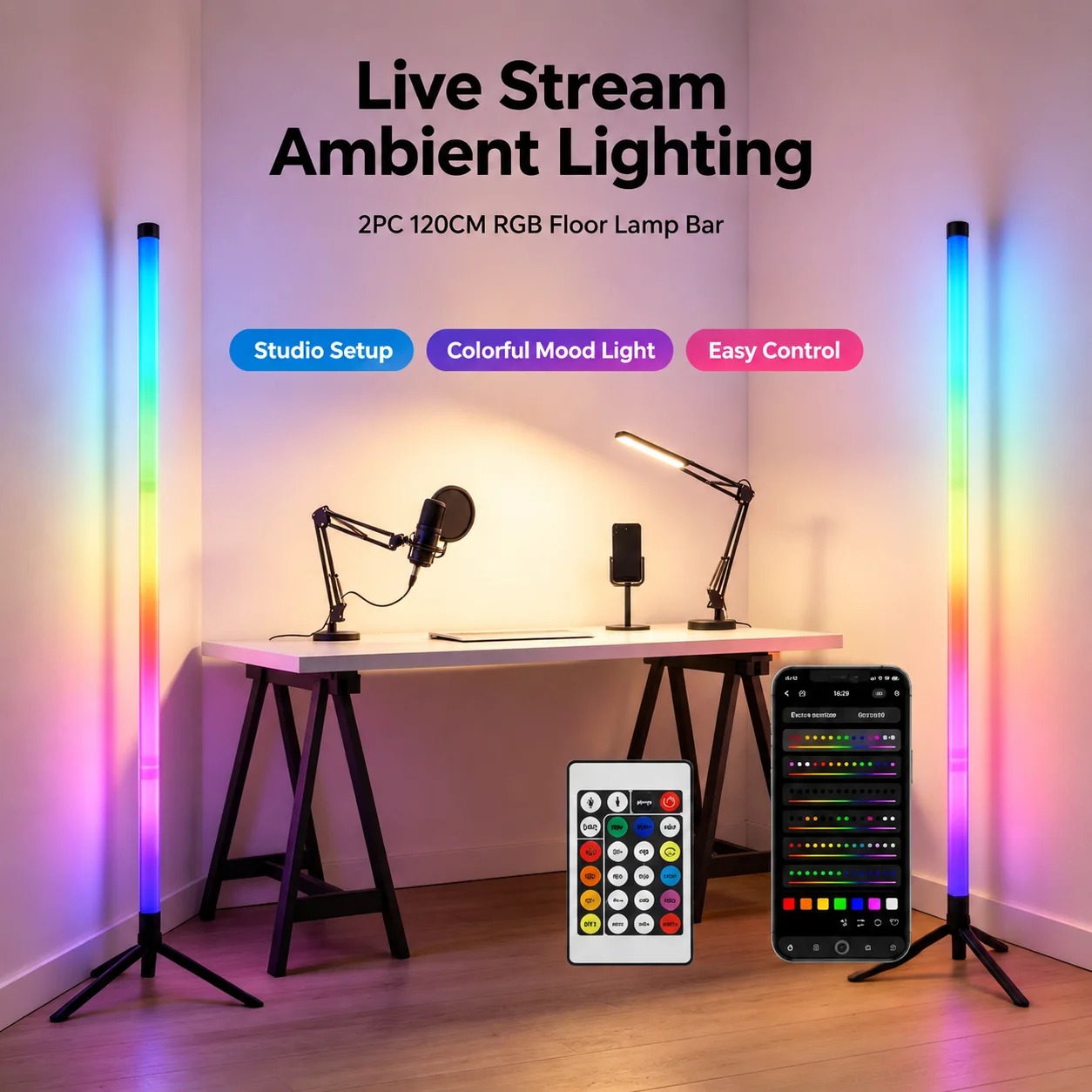 โคมไฟตั้งพื้น RGB ขนาด 120 ซม. - Rgb Light Strip บทวิจารณ์และราคา