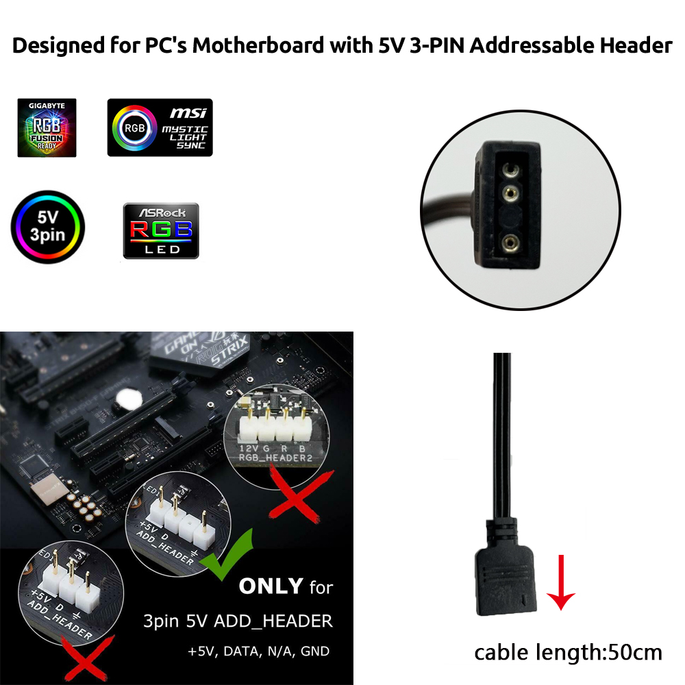 หัวต่อ 5V ARGB 3 พิน สำหรับเคส - Rgb Light Strip บทวิจารณ์และราคา